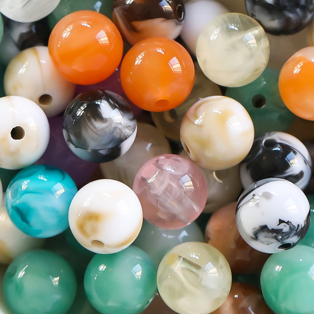 Vintage Collectible Marbles - 20pcs 8/10mm Acrylic Marble Grain Beads