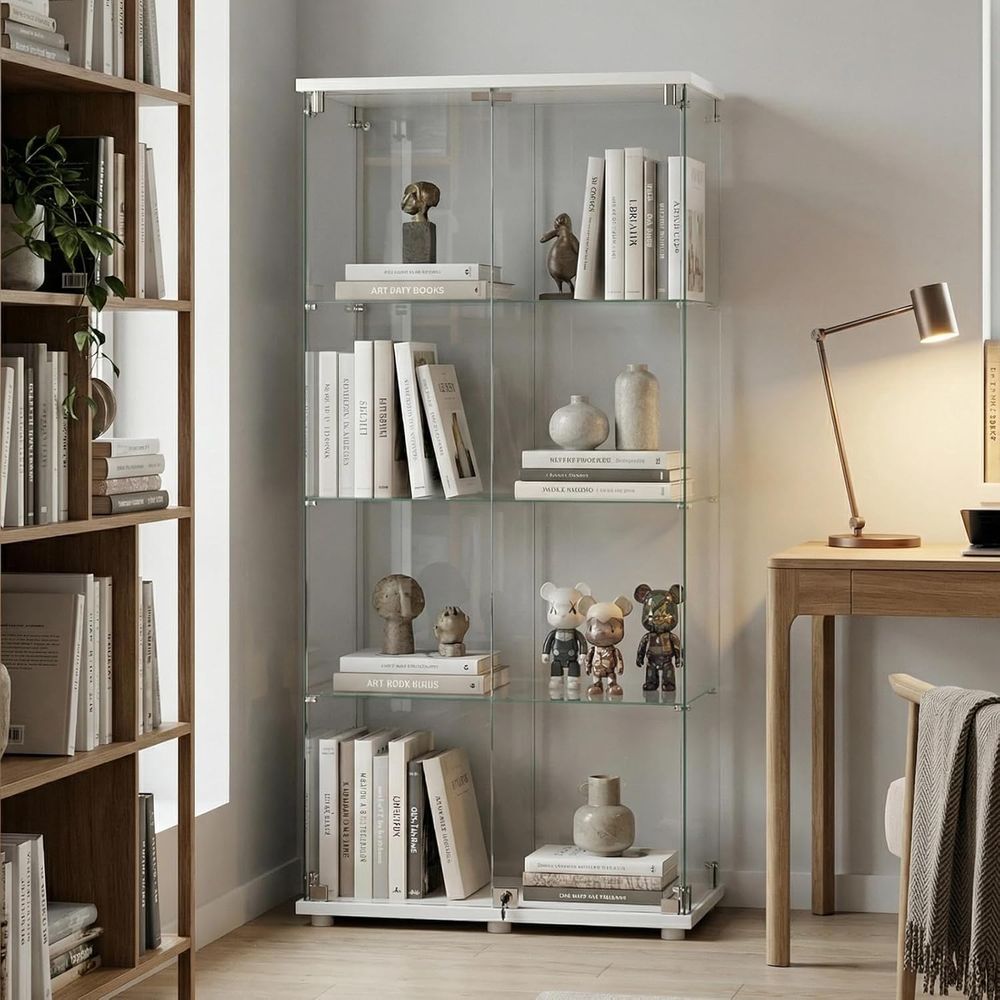 Collectible Collection - 4-Tier Tempered Glass Curio Cabinet with
