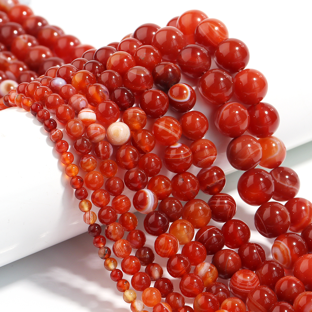 1 Strand Red Striped Agate Nat – Vintage Collectibles For Sale recenzja i cena