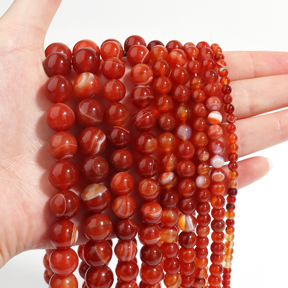 1 Strand Red Striped Agate Nat – Vintage Collectibles For Sale recenzja i cena