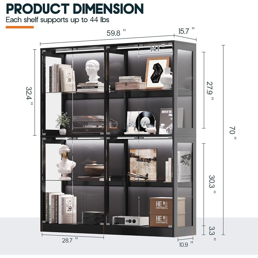 4-Tier LED-Lit Glass Shelf Cab – Collectible Collection recenzja i cena