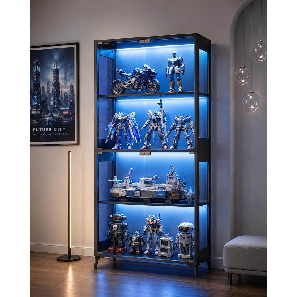4-Tier Glass Display Cabinet w – Collectible Collection recenzja i cena