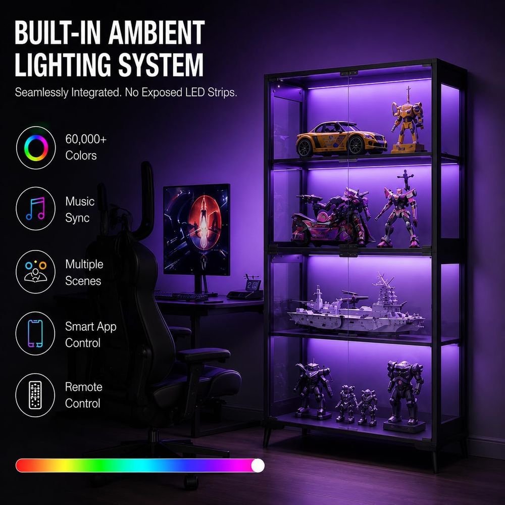 4-Tier Glass Display Cabinet w – Collectible Collection recenzja i cena
