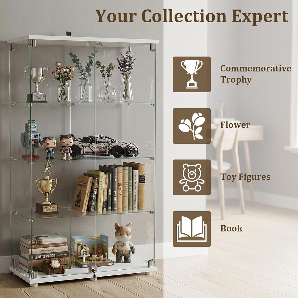4-Tier Tempered Glass Curio Ca – Collectible Collection recenzja i cena