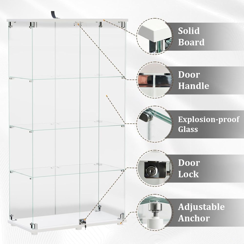 4-Tier Tempered Glass Curio Ca – Collectible Collection recenzja i cena